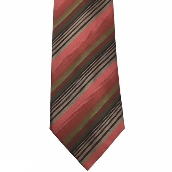 2 Ties Lot Kenneth Cole & Nautica 100% Silk Stripe Geo Diamonds Print Classic - Picture 3 of 12